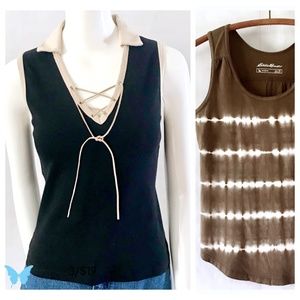 Eddie Bauer Tie Dye & Modest Tie Front Tank Tops